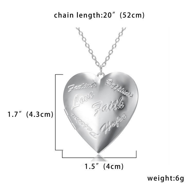 Wholesale Hot Selling Ilov Carved Heart Can Be Opened Photo Frame Photo Box Pendant Necklace